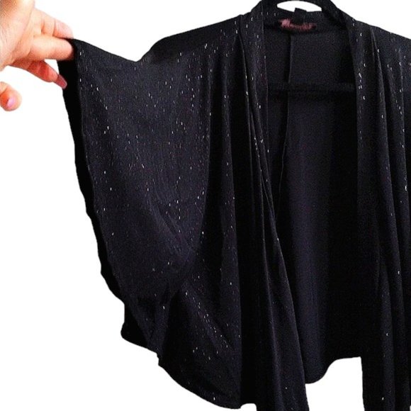Sparkle Shrug Signature by Robbie Bee BLACK Coverup Fancy Sparkles Cape Jacket - Picture 8 of 13